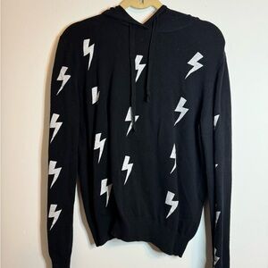 Aqua Black Knit Sweater with lightning bolts